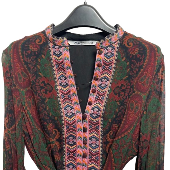 Zara Boho Paisley Print Dress - Size Small - Picture 1 of 8